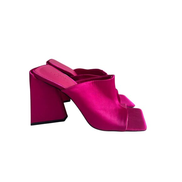 ASOS Design Pink Fabric Block Triangle Heels Sandals Size EU 36 / US 5 - Picture 4 of 14